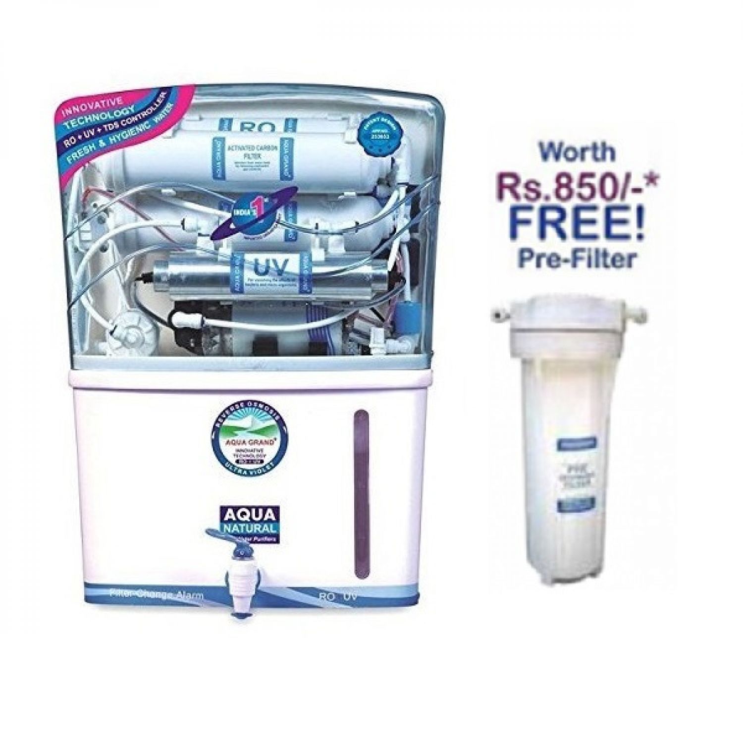 Aqua Grand RO Water Purifier + UV + UF + Minerals (B12/ Alkaline) 12L